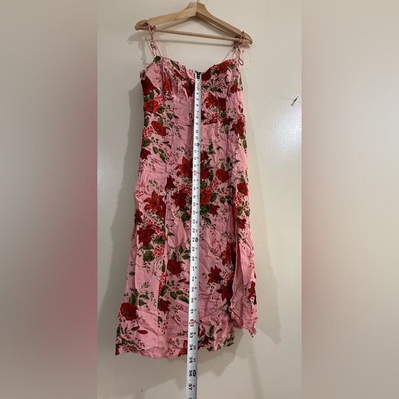 Reformation Pink Floral Tie-Strap Midi Dress - Picture 7 of 9